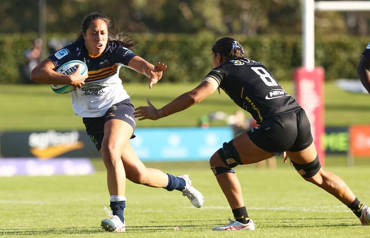 ACT Brumbies star Siokapesi Palu poses with the Buildcorp Super Rugby Women's Player of the Year Award.