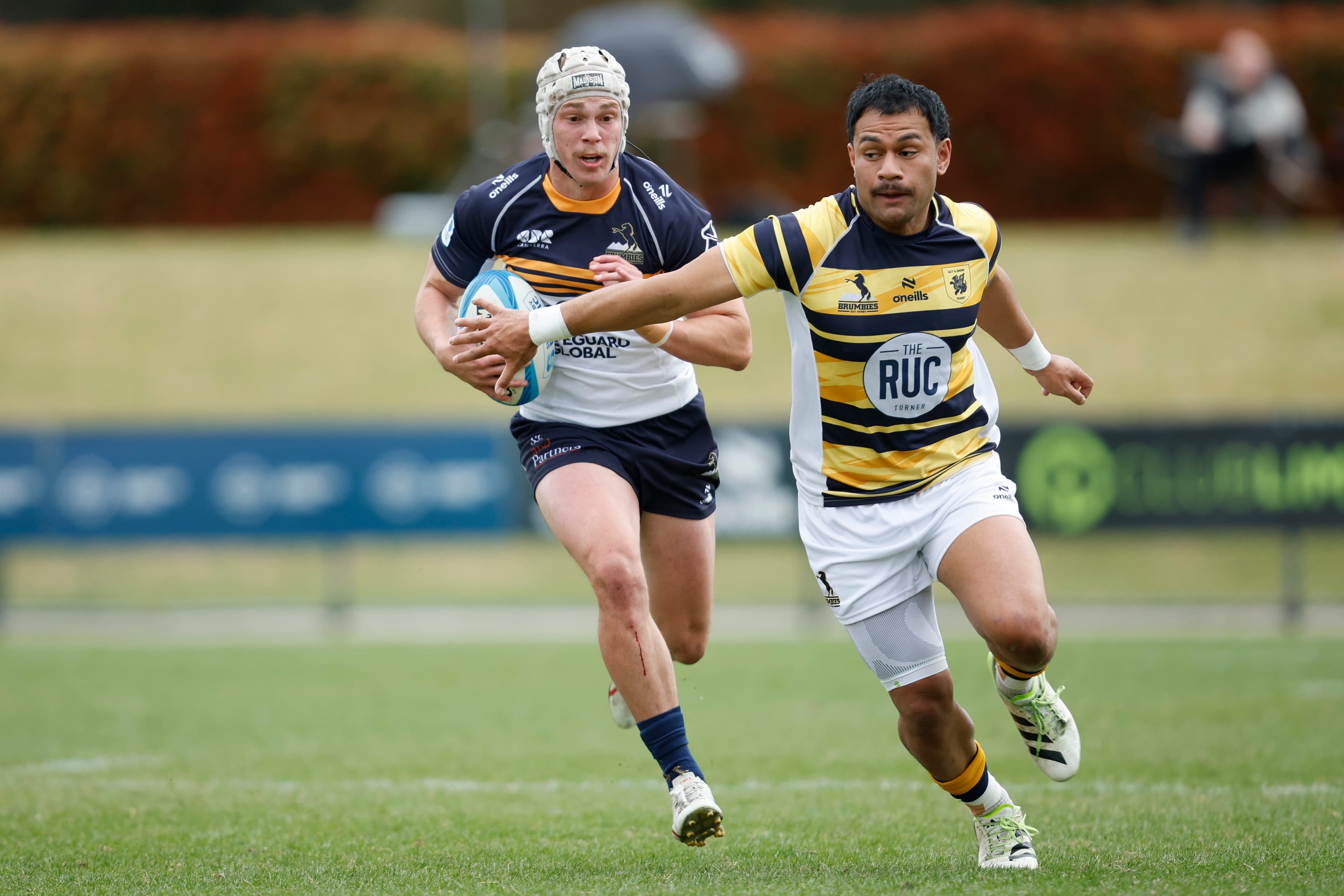 Declan Meredith for the Brumbies against the Griffins, photo by Greg Collis - @cbrsportsphotography.